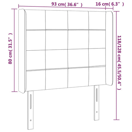 sengegavl med kanter 93x16x118/128 cm stof gråbrun