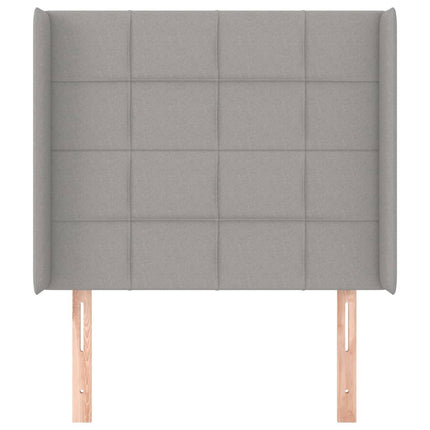 sengegavl med kanter 103x16x118/128 cm stof lysegrå