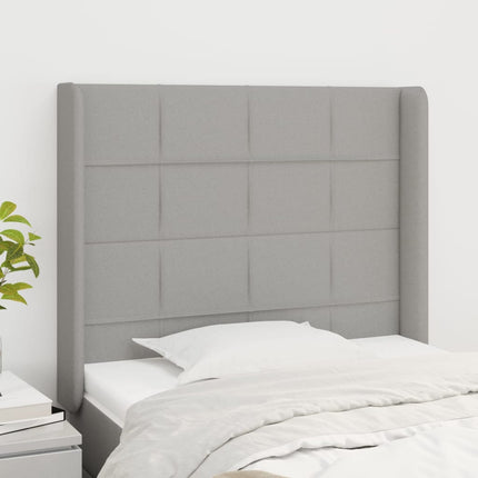 sengegavl med kanter 103x16x118/128 cm stof lysegrå