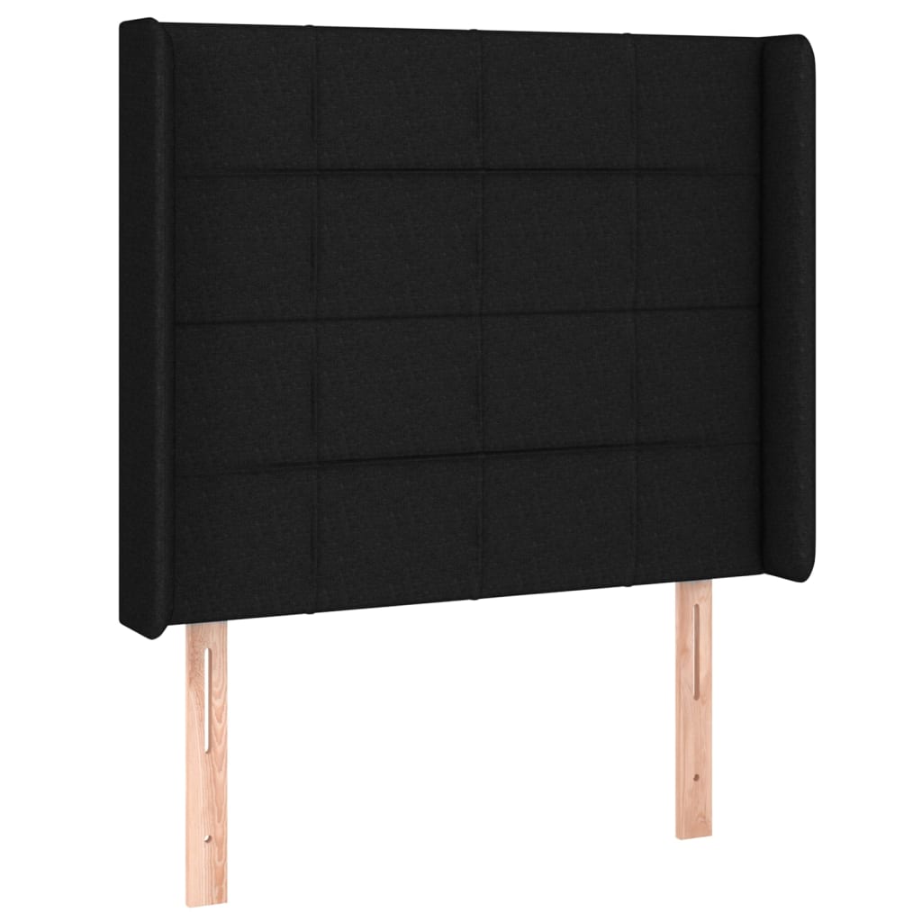 sengegavl med kanter 103x16x118/128 cm stof sort