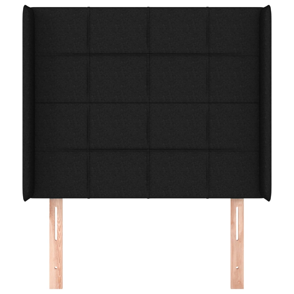 sengegavl med kanter 103x16x118/128 cm stof sort