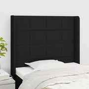 sengegavl med kanter 103x16x118/128 cm stof sort