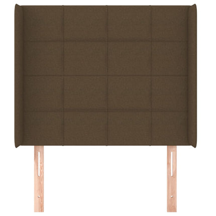 sengegavl med kanter 103x16x118/128 cm stof mørkebrun