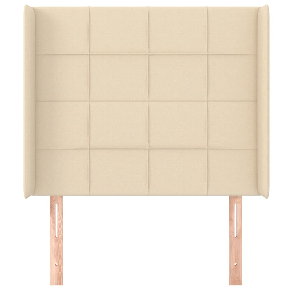 sengegavl med kanter 103x16x118/128 cm stof cremefarvet