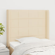 sengegavl med kanter 103x16x118/128 cm stof cremefarvet
