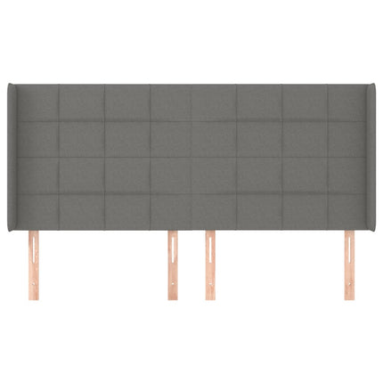 sengegavl med kanter 163x16x118/128 cm stof mørkegrå