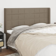 sengegavl med kanter 163x16x118/128 cm stof gråbrun