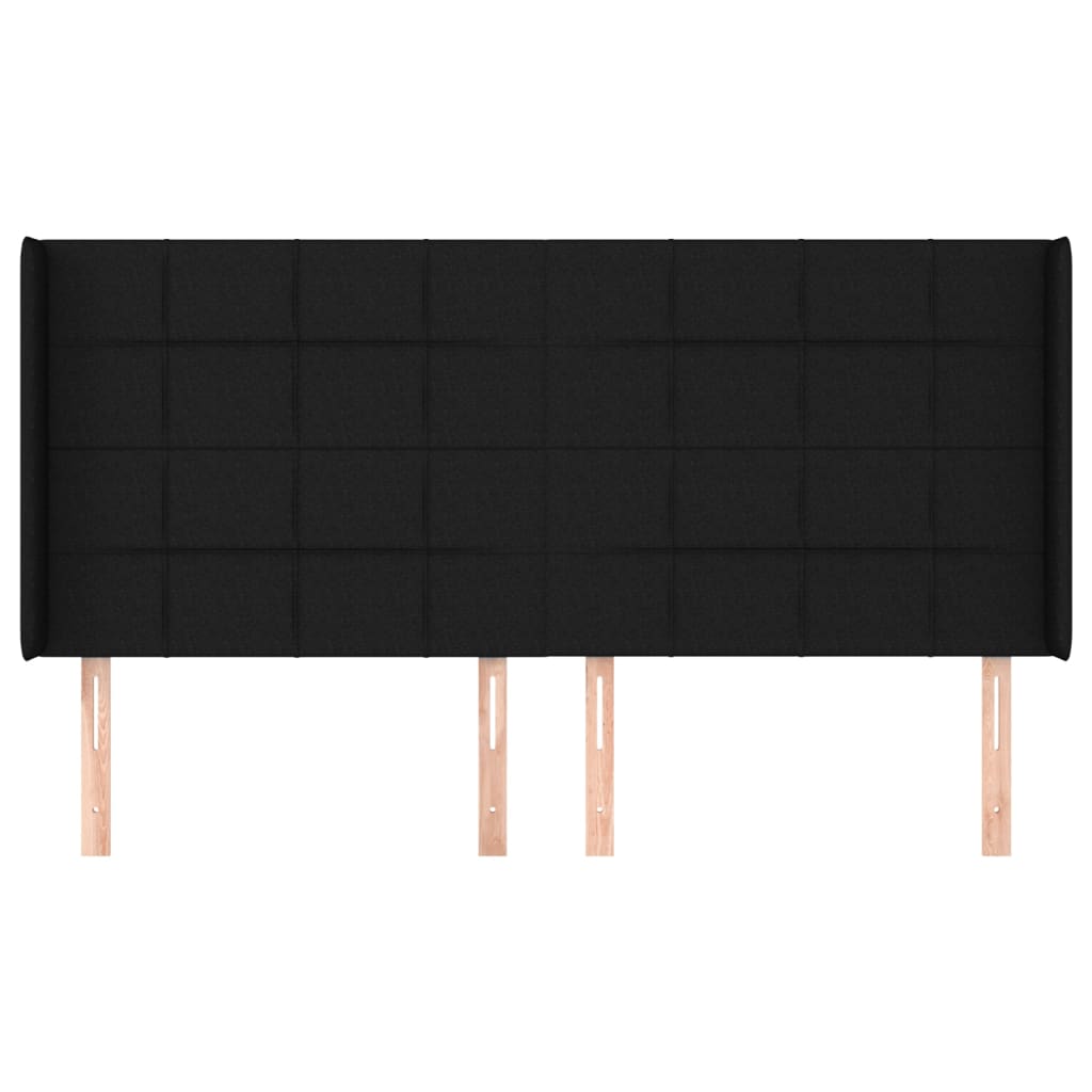 sengegavl med kanter 203x16x118/128 cm stof sort
