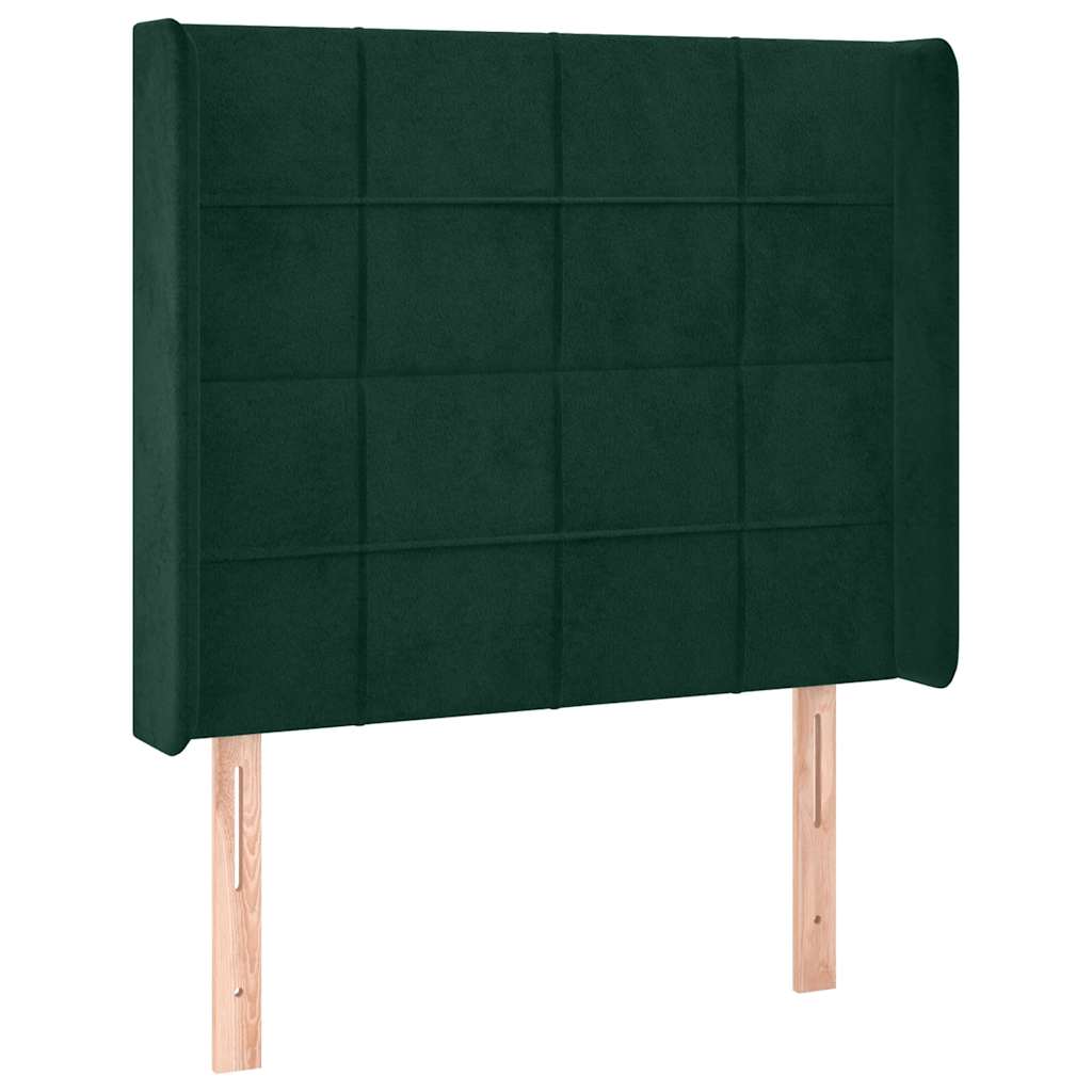 sengegavl med kanter 83x16x118/128 cm fløjl mørkegrøn