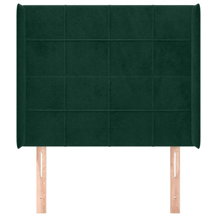 sengegavl med kanter 83x16x118/128 cm fløjl mørkegrøn