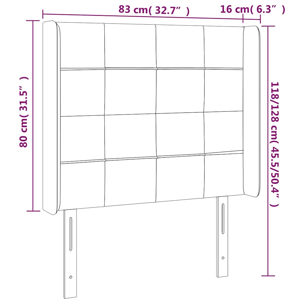 sengegavl med kanter 83x16x118/128 cm fløjl mørkegrøn