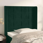 sengegavl med kanter 83x16x118/128 cm fløjl mørkegrøn