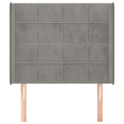 sengegavl med kanter 93x16x118/128 cm fløjl lysegrå
