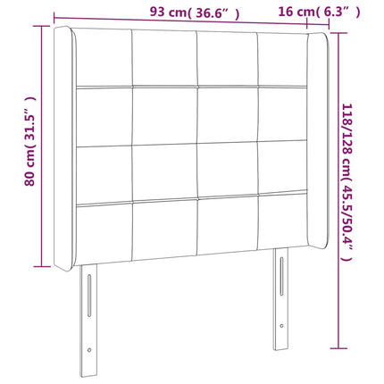 sengegavl med kanter 93x16x118/128 cm fløjl lyserød
