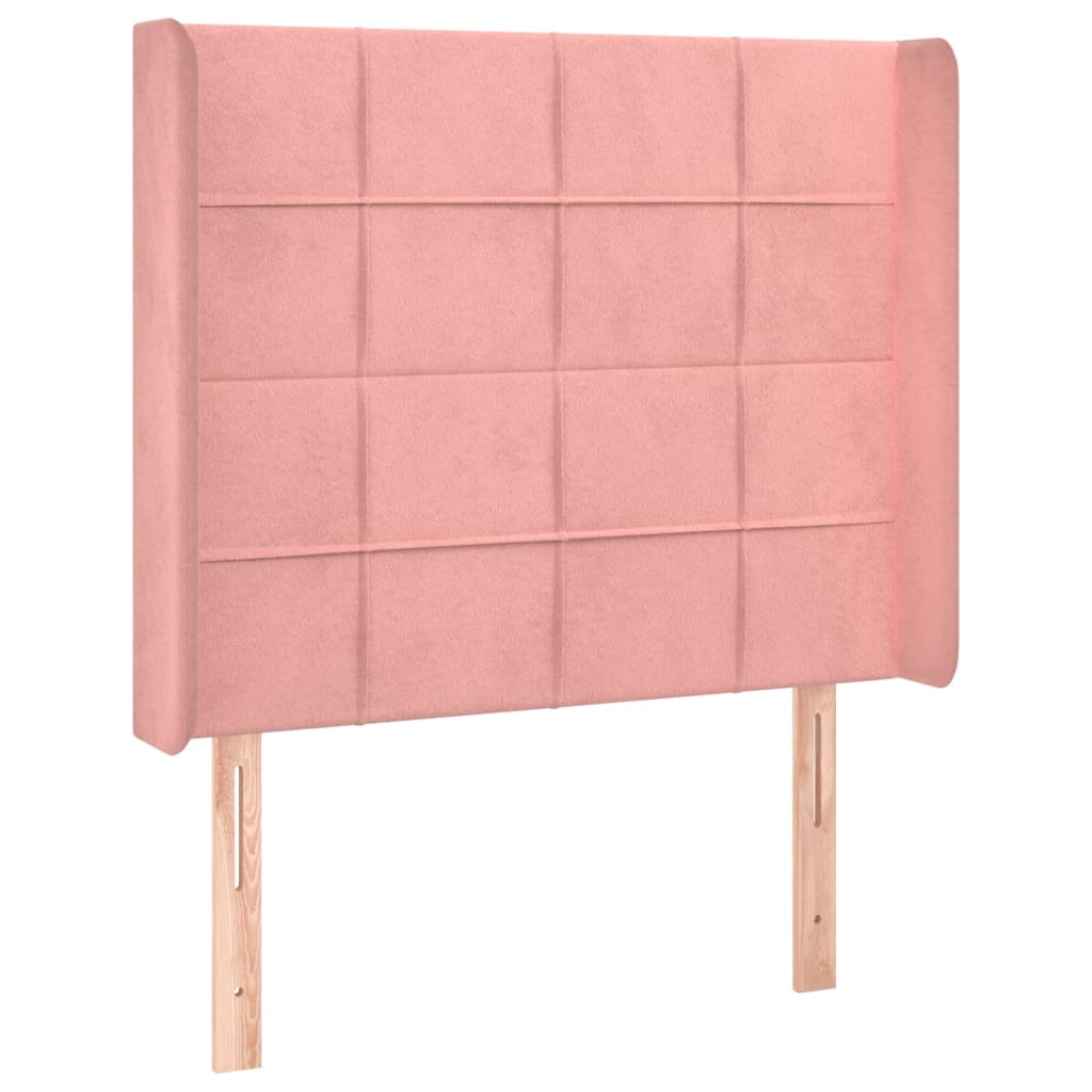 sengegavl med kanter 103x16x118/128 cm fløjl lyserød