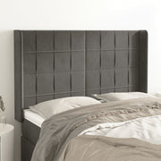 sengegavl med kanter 147x16x118/128 cm fløjl mørkegrå