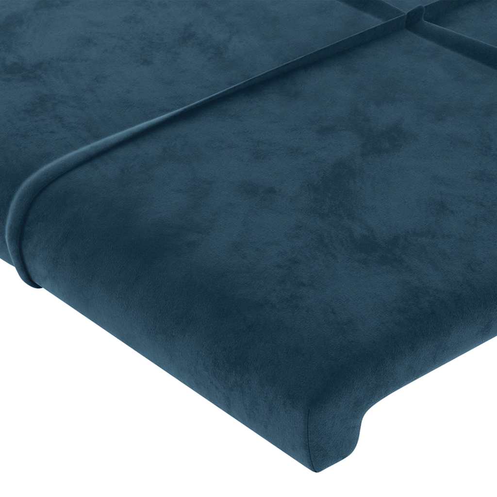 sengegavl med kanter 147x16x118/128 cm fløjl mørkeblå