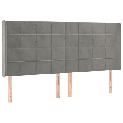 sengegavl med kanter 163x16x118/128 cm fløjl lysegrå