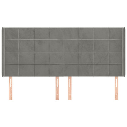 sengegavl med kanter 163x16x118/128 cm fløjl lysegrå
