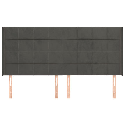sengegavl med kanter 183x16x118/128 cm fløjl mørkegrå