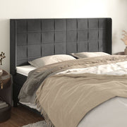 sengegavl med kanter 183x16x118/128 cm fløjl mørkegrå