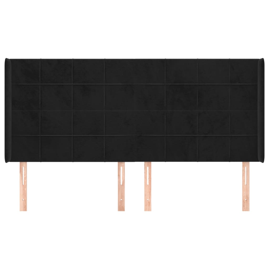 sengegavl med kanter 183x16x118/128 cm fløjl sort