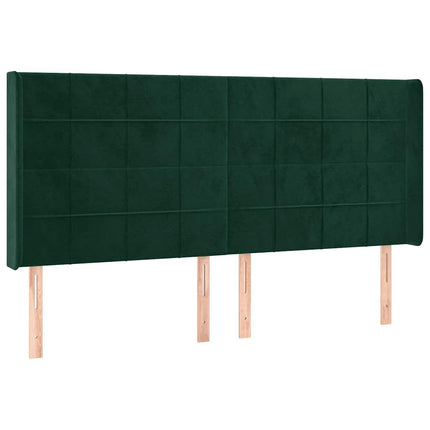 sengegavl med kanter 183x16x118/128 cm fløjl mørkegrøn