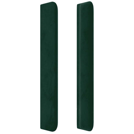 sengegavl med kanter 183x16x118/128 cm fløjl mørkegrøn