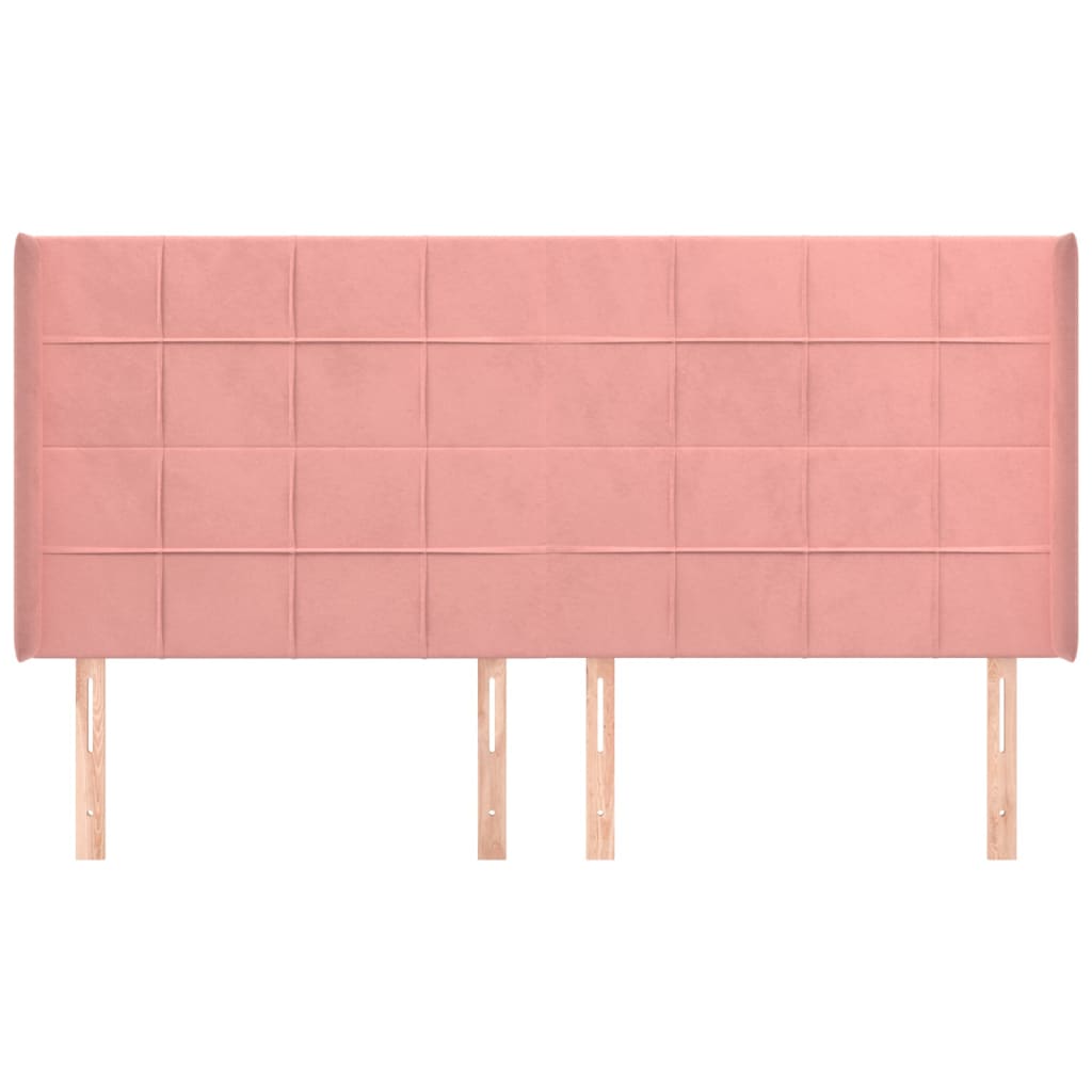 sengegavl med kanter 183x16x118/128 cm fløjl lyserød