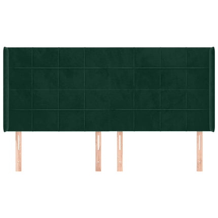 sengegavl med kanter 203x16x118/128 cm fløjl mørkegrøn
