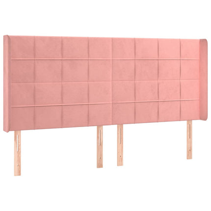 sengegavl med kanter 203x16x118/128 cm fløjl lyserød