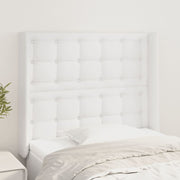 sengegavl med kanter 83x16x118/128 cm kunstlæder hvid
