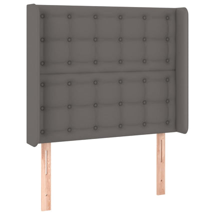 sengegavl med kanter 83x16x118/128 cm kunstlæder grå