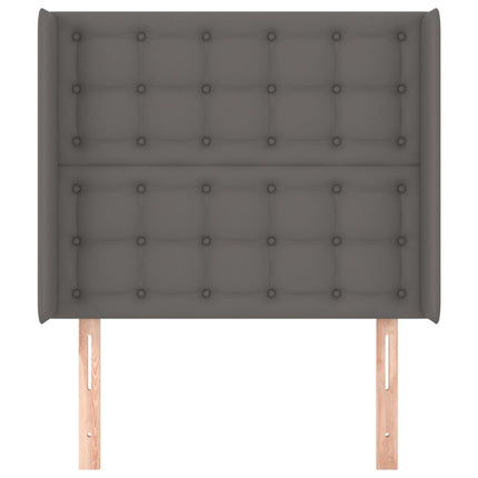 sengegavl med kanter 83x16x118/128 cm kunstlæder grå