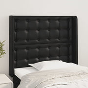 sengegavl med kanter 93x16x118/128 cm kunstlæder sort
