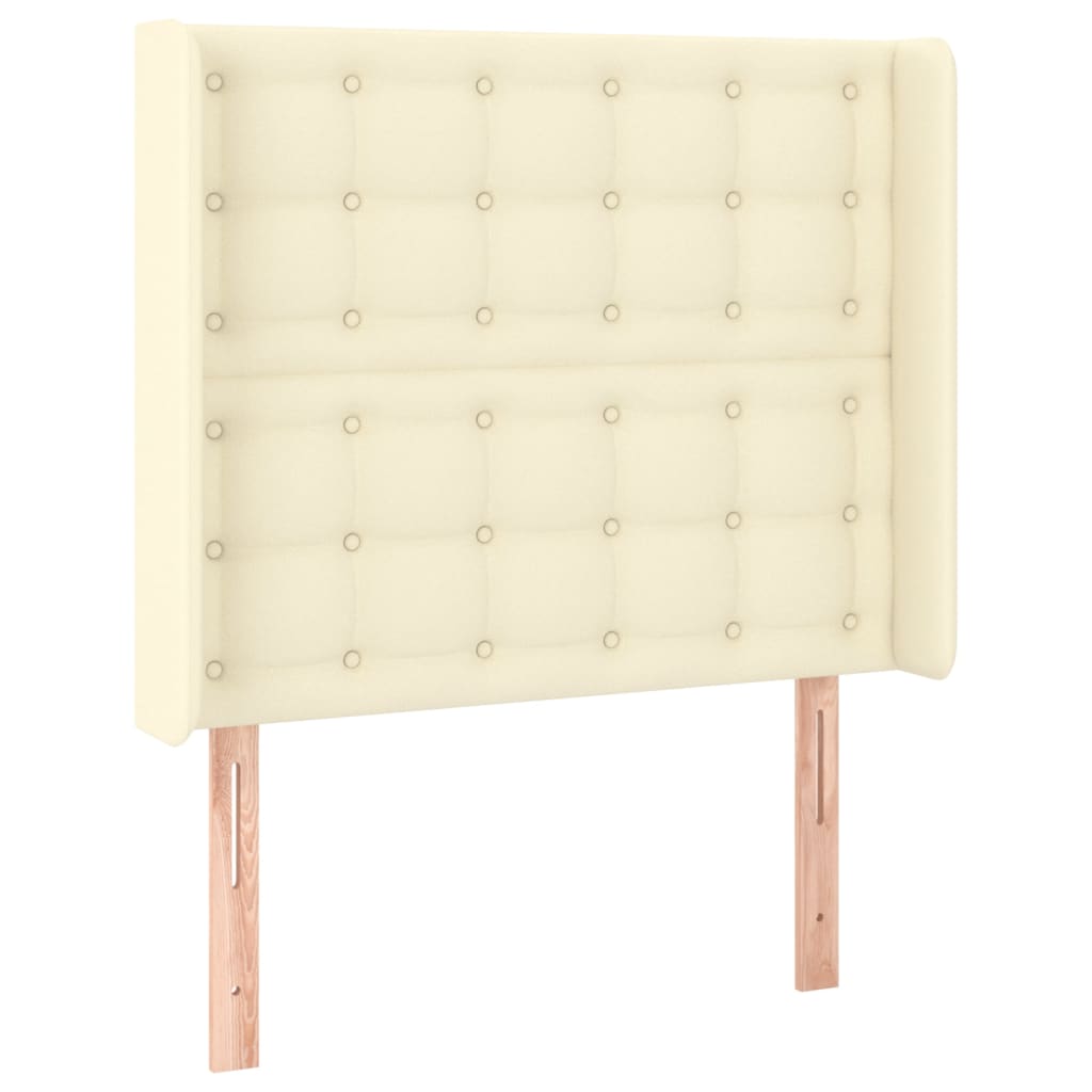 sengegavl med kanter 93x16x118/128 cm kunstlæder cremefarvet