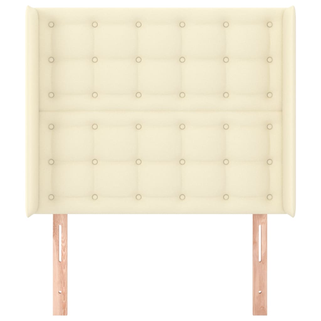 sengegavl med kanter 93x16x118/128 cm kunstlæder cremefarvet