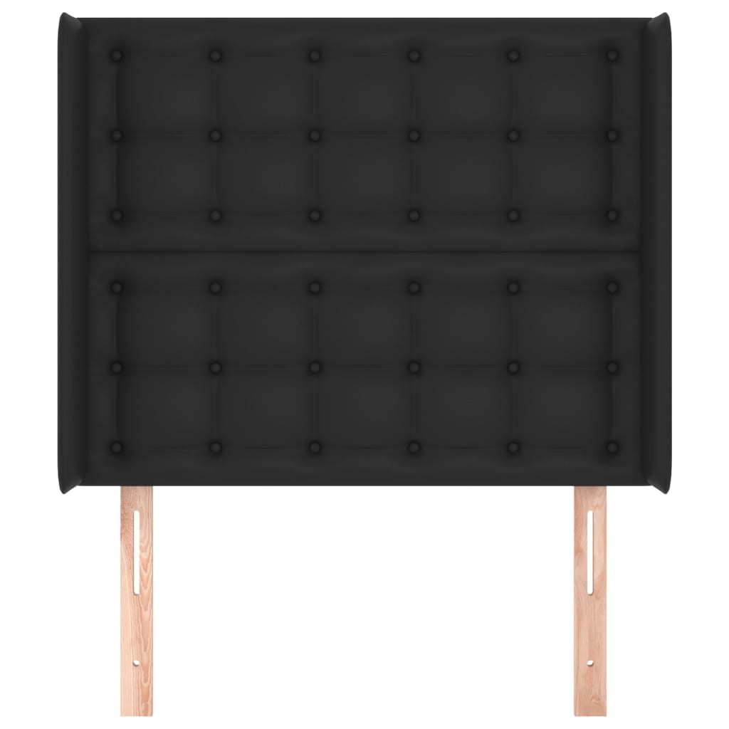 sengegavl med kanter 103x16x118/128 cm kunstlæder sort