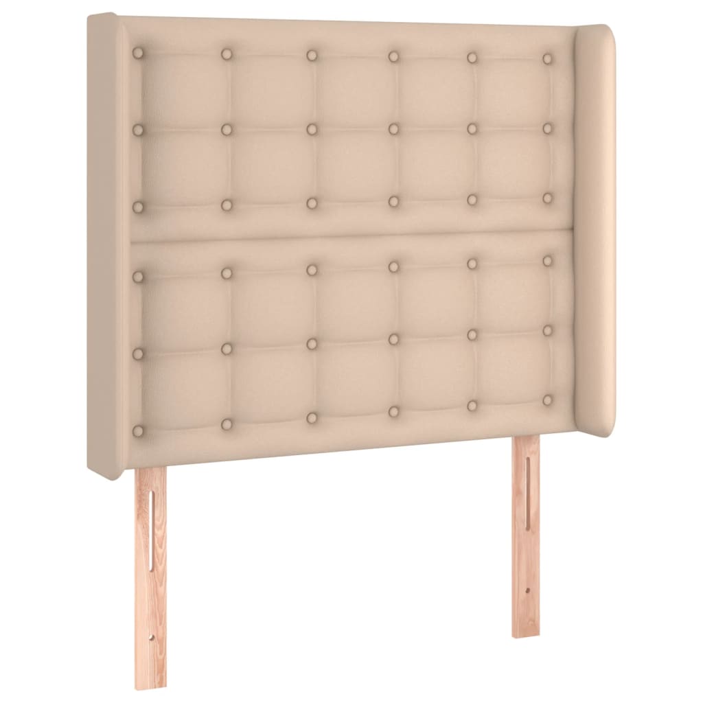 sengegavl med kanter 103x16x118/128 cm kunstlæder cappuccino
