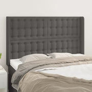 sengegavl med kanter 147x16x118/128 cm kunstlæder grå