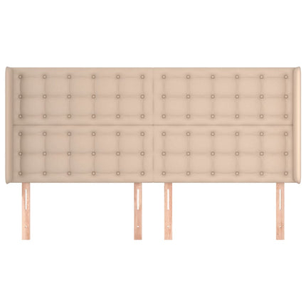 sengegavl med kanter 163x16x118/128 cm kunstlæder cappuccino