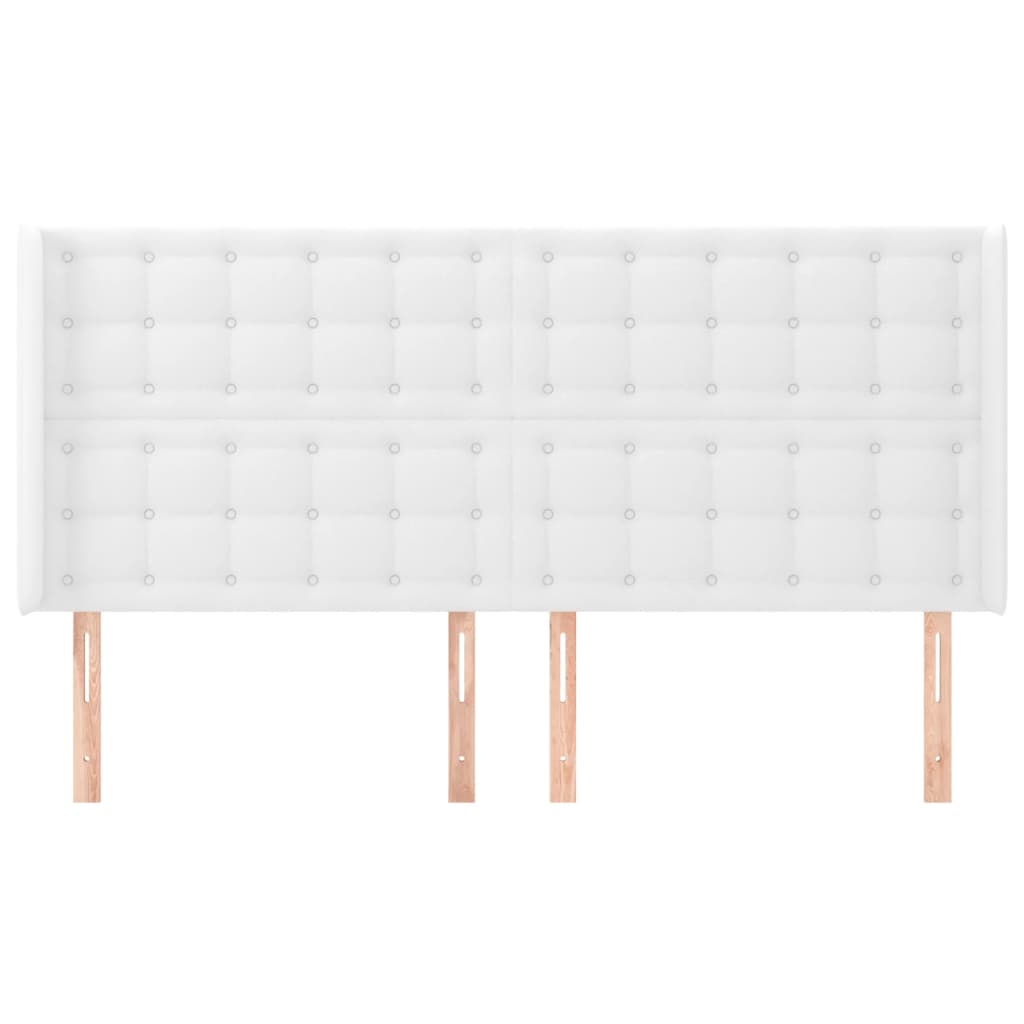 sengegavl med kanter 183x16x118/128 cm kunstlæder hvid