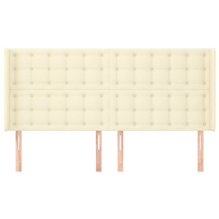 sengegavl med kanter 183x16x118/128 cm kunstlæder cremefarvet