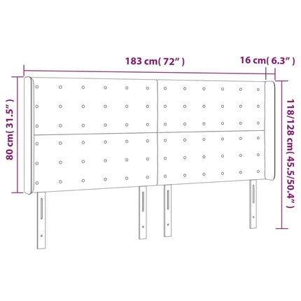sengegavl med kanter 183x16x118/128 cm kunstlæder cremefarvet