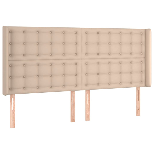 sengegavl med kanter 183x16x118/128 cm kunstlæder cappuccino