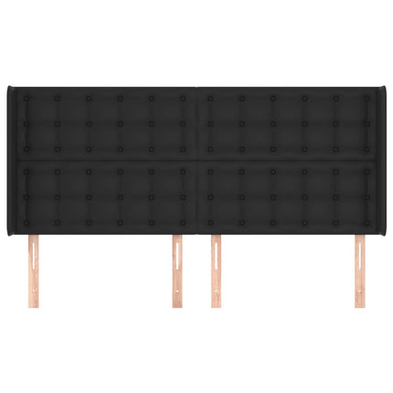 sengegavl med kanter 203x16x118/128 cm kunstlæder sort