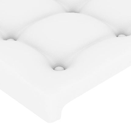 sengegavl med kanter 203x16x118/128 cm kunstlæder hvid