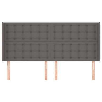 sengegavl med kanter 203x16x118/128 cm kunstlæder grå