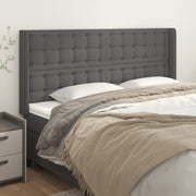 sengegavl med kanter 203x16x118/128 cm kunstlæder grå