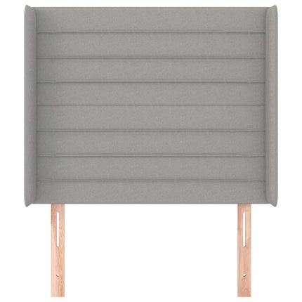 sengegavl med kanter 83x16x118/128 cm stof lysegrå